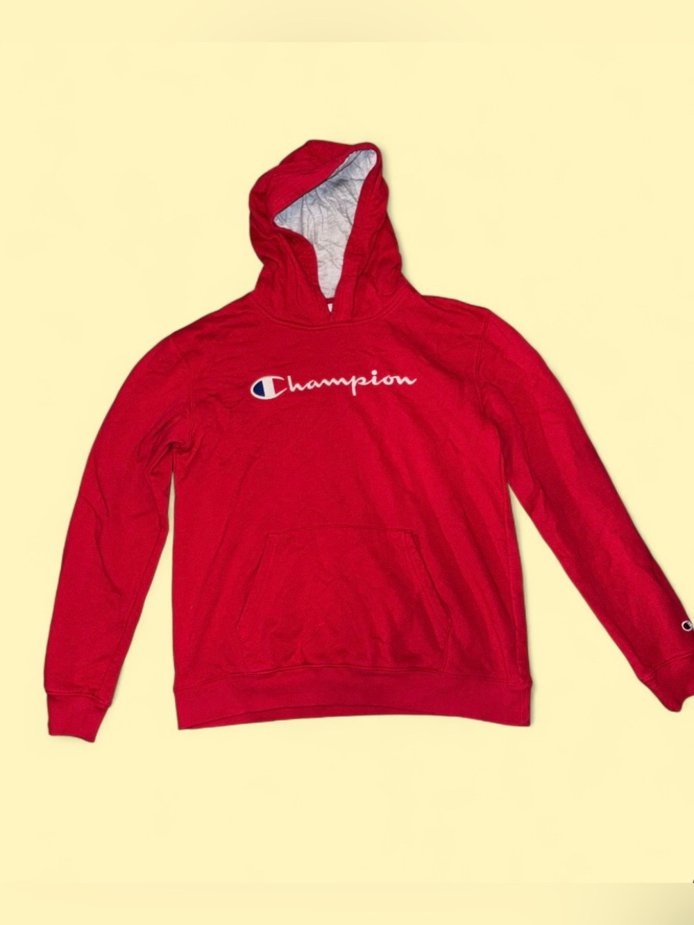 Champion Men’s Red Logo Pullover Hoodie - Size XL